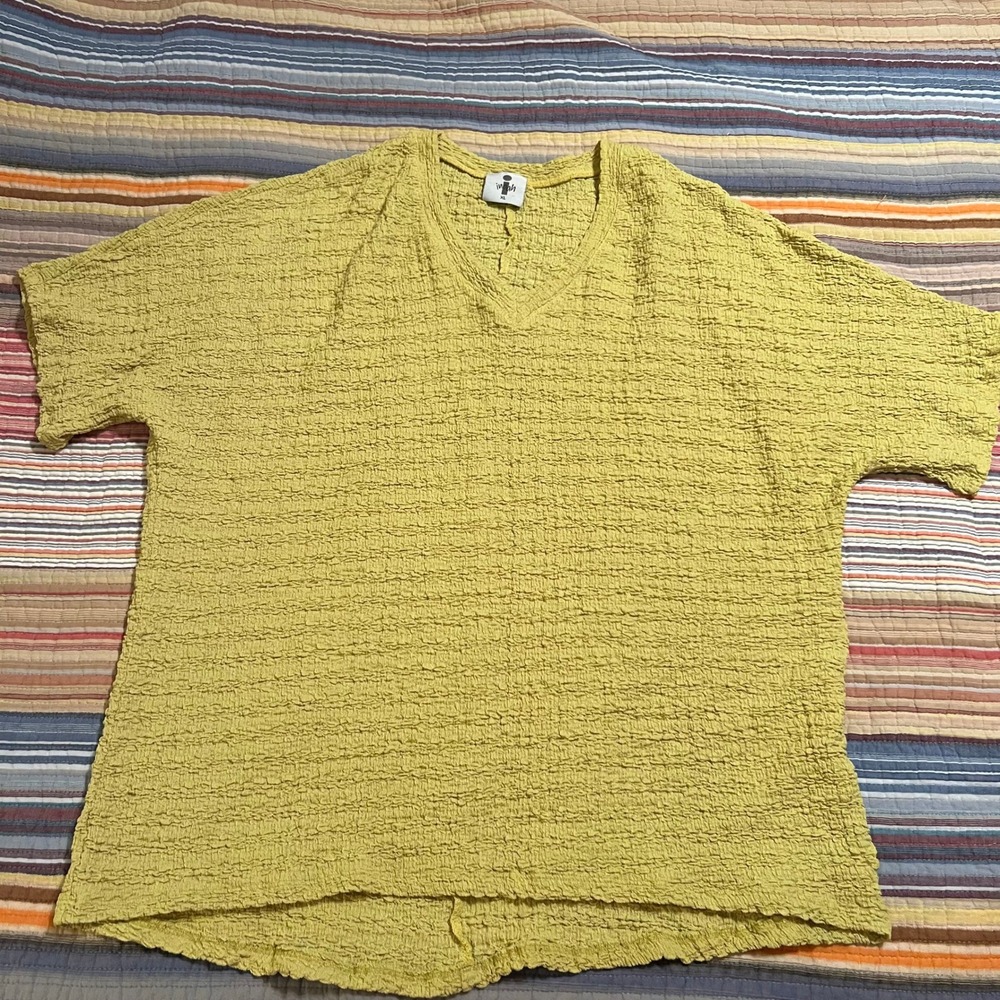 inoah Womens XL Textured V Neck‎ Dolman Sleeve Top Green